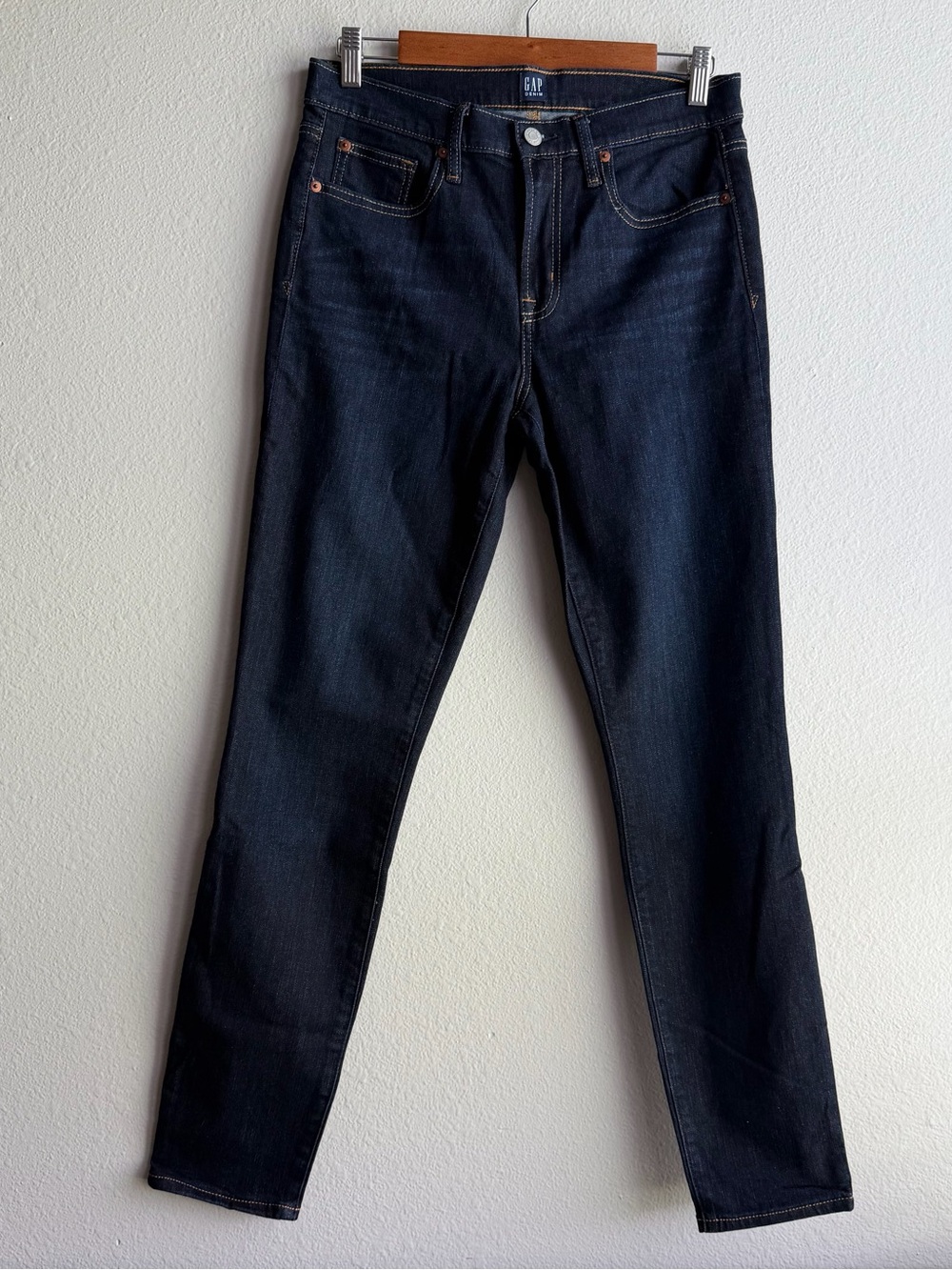 Gap Women’s 8 Long True Skinny Denim Jeans Dark Indigo Stretch Casual Classic A